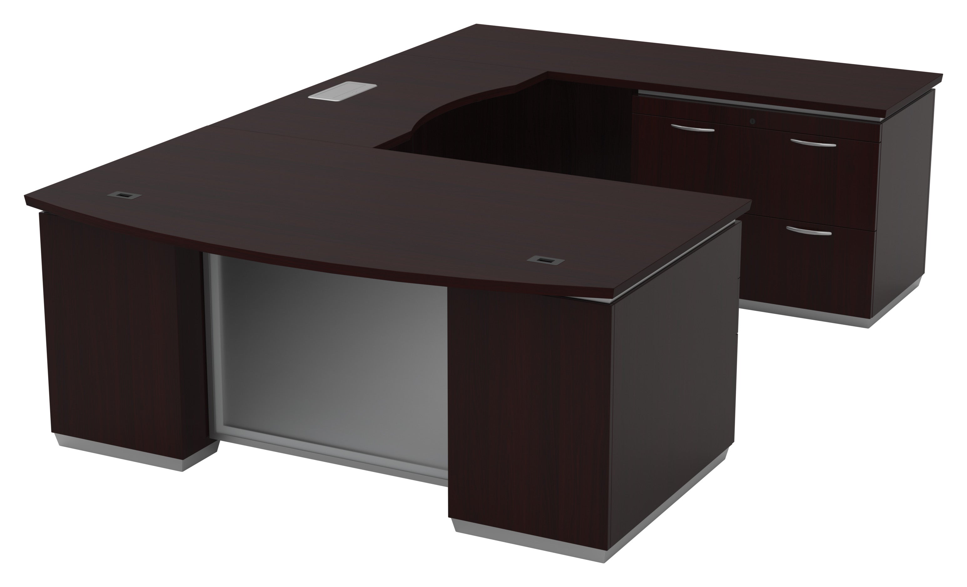 Tuxedo U-Shape w/ Right Bridge + Lateral File Credenza Pedestal 72x114